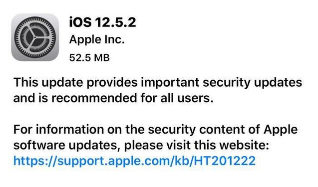 叠彩苹果手机维修分享iOS12.5.2发布，建议所有老苹果用户安装 